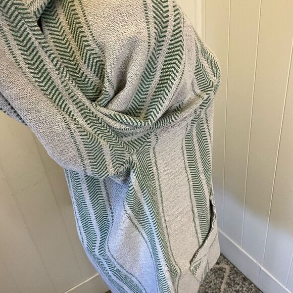 Brooklyn Cloth Company Men’s Medium Grey Striped Baja Surf Hoodie Sweatshirt - Picture 7 of 15